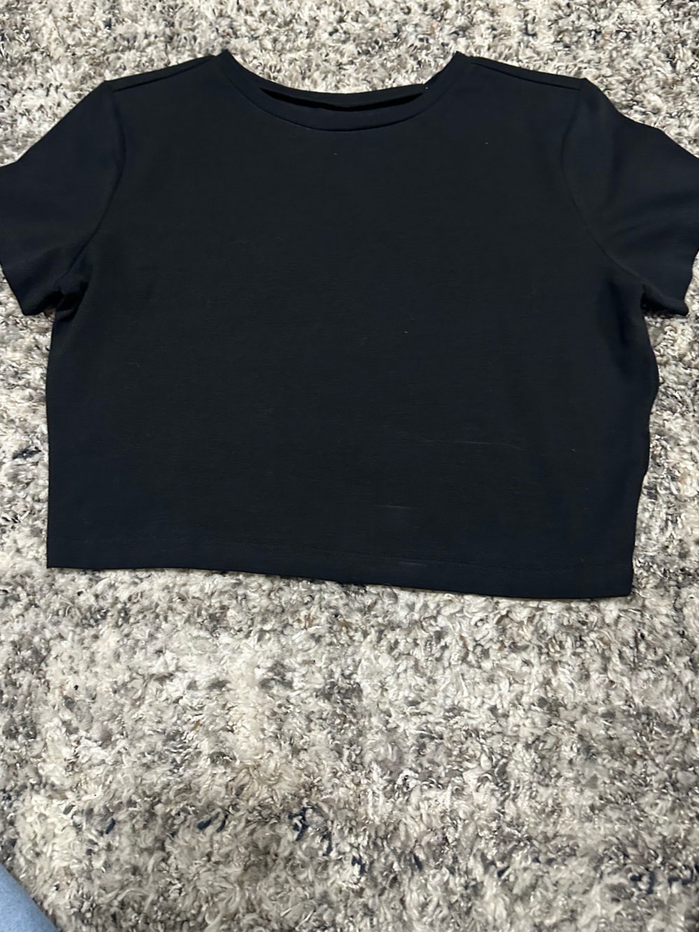 Black Cropped Crew Neck Tee